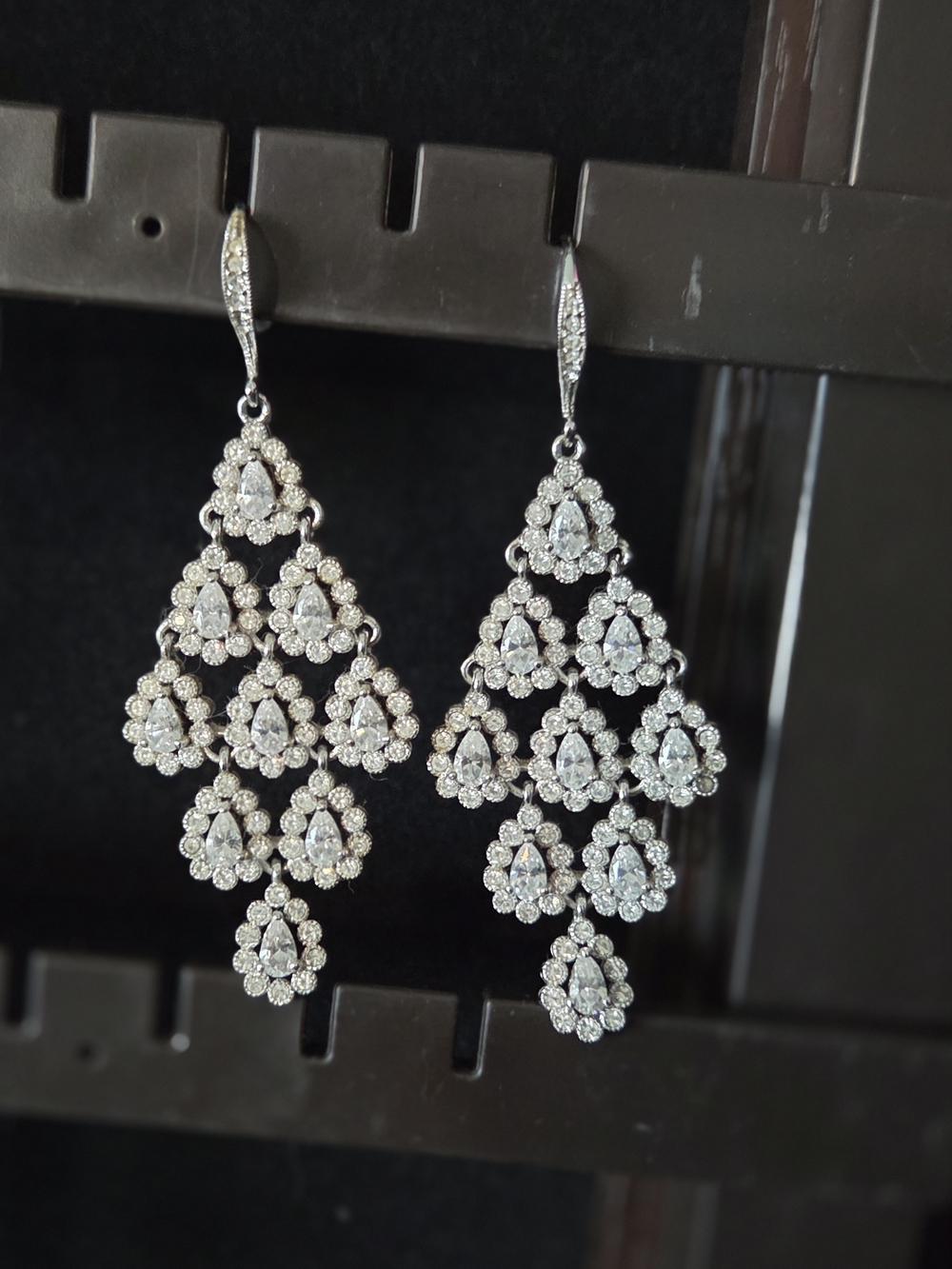Nadri Dazzling White Crystal Chandelier Drop Earrings